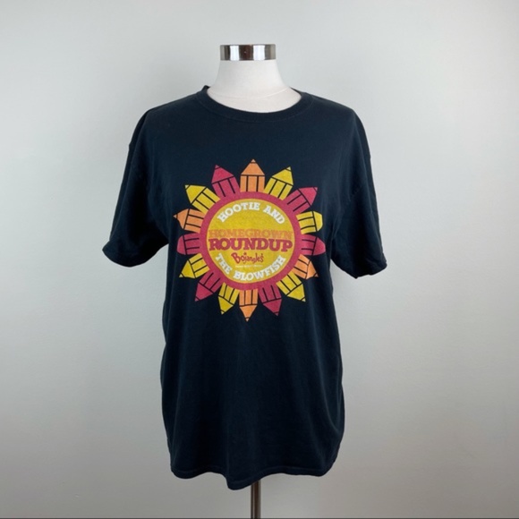 Vintage Hootie & The Blowfish Black Orange Sun Bojangles Gildan Tee Shirt - Picture 1 of 8